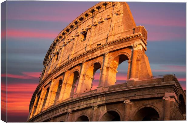 Famous Coliseum (Colosseum) of Rome at early sunset Canvas Print by Elijah Lovkoff