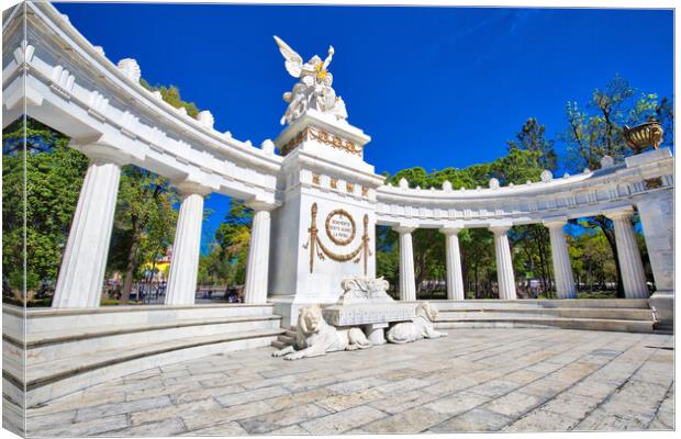 Mexico City, Mexico, Landmark Benito Juarez Monument (The Juarez Hemicycle) at Mexico City Alameda Central Park Canvas Print by Elijah Lovkoff