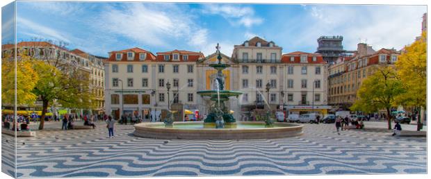 Famous Rossio Square in Lisbon Canvas Print by Elijah Lovkoff
