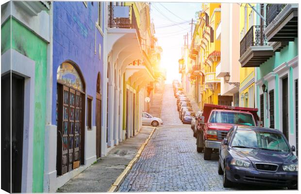 San Juan streets on a bright sunny day Canvas Print by Elijah Lovkoff