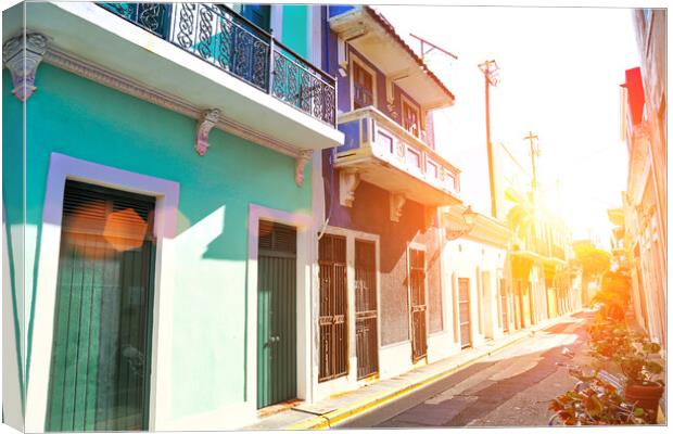 San Juan streets on a bright sunny day Canvas Print by Elijah Lovkoff