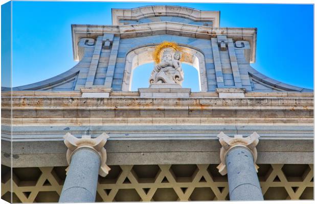 Madrid, Famous Almudena Cathedral on a bright sunny day Canvas Print by Elijah Lovkoff