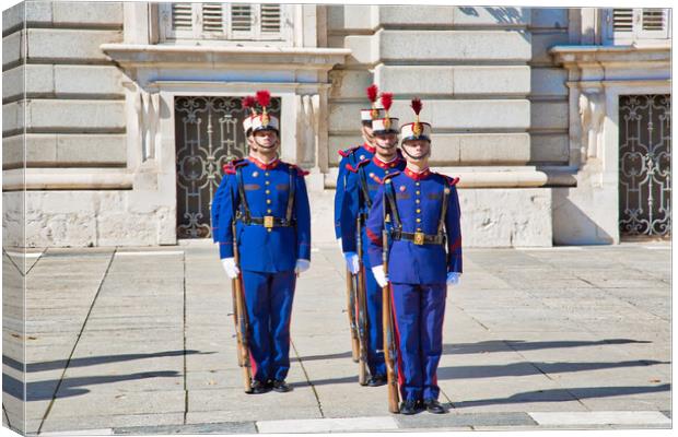 Change of national guard in front of Royal Palace in Historic center of Madrid Canvas Print by Elijah Lovkoff
