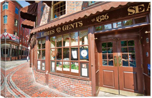Famous pubs in Boston Harbor and South Market Canvas Print by Elijah Lovkoff
