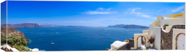 Greece, Greek Islands cruise, scenic panoramic sea views from top outlook of Oia Canvas Print by Elijah Lovkoff