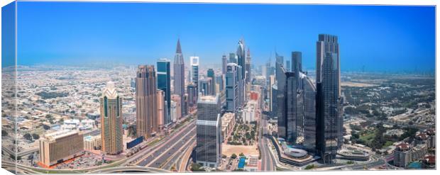 UAE, Dubai downtown financial skyline and business shopping center near Dubai Mall Canvas Print by Elijah Lovkoff