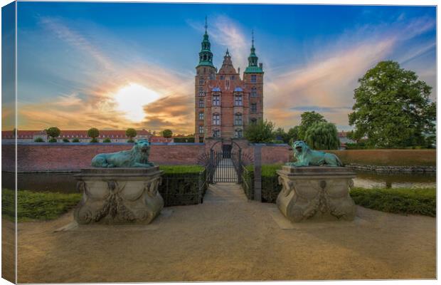 Sunset over Rosenborg castle in Copenhagen Canvas Print by Elijah Lovkoff