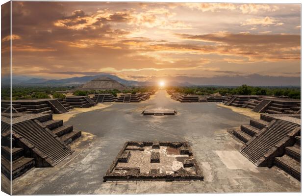 Landmark Teotihuacan pyramids complex located in Mexican Highlands Canvas Print by Elijah Lovkoff