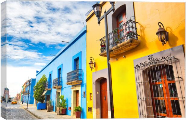 Oaxaca city, Scenic old city streets and colorful  Canvas Print by Elijah Lovkoff