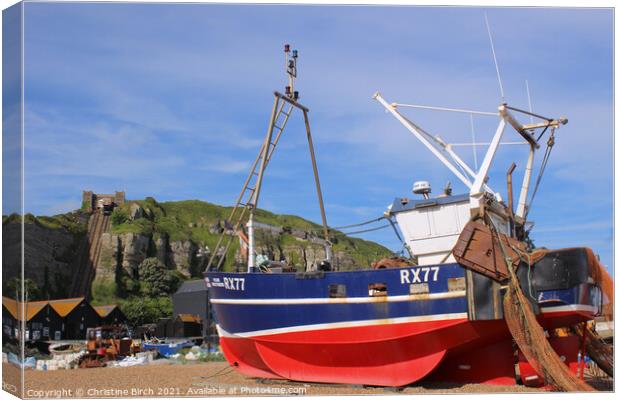 Fishing boat, Hastings Canvas Print by Christine Birch