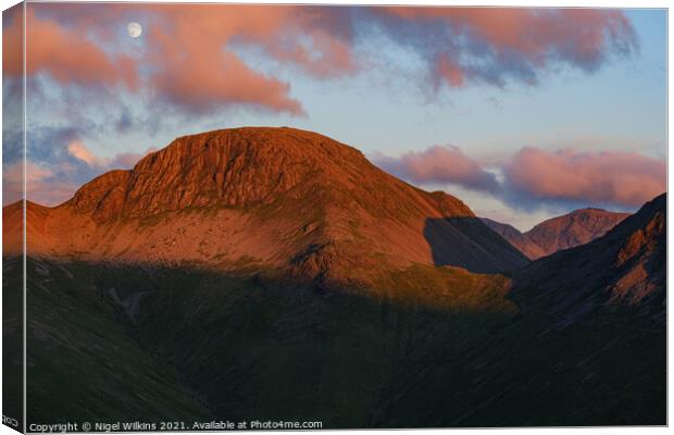 Great Gable sunset Canvas Print by Nigel Wilkins