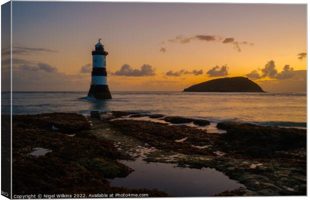 Penmon Lighthouse & Puffin Island, Anglesey Canvas Print by Nigel Wilkins