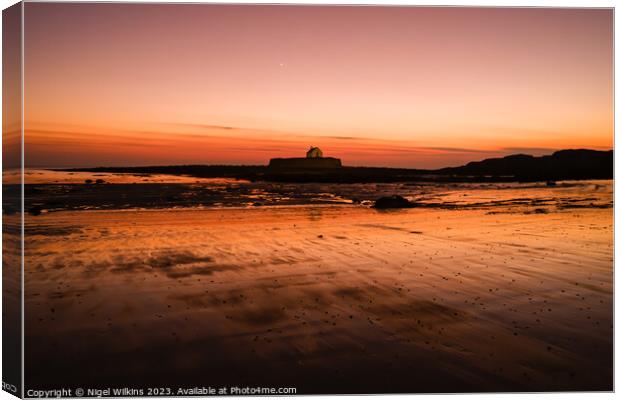 Afterglow - Eglwys Cwyfan, Anglesey Canvas Print by Nigel Wilkins