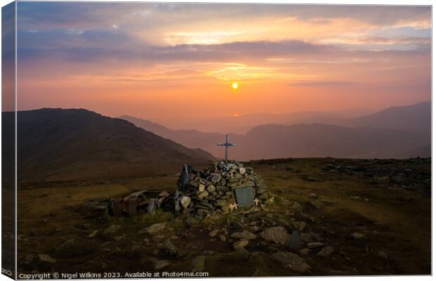 Sunset on Great Carrs Canvas Print by Nigel Wilkins