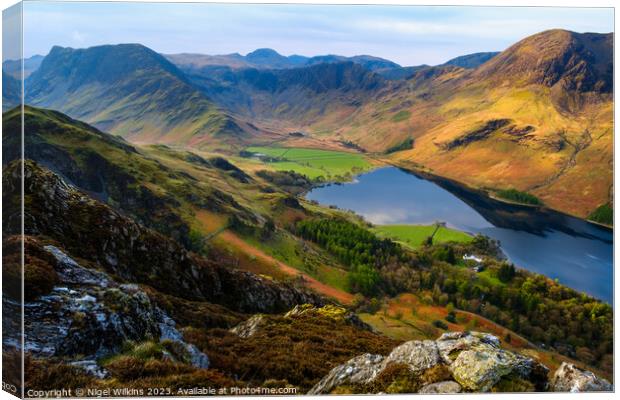 Lake District, Buttermere & Gatesgarth Farm Canvas Print by Nigel Wilkins