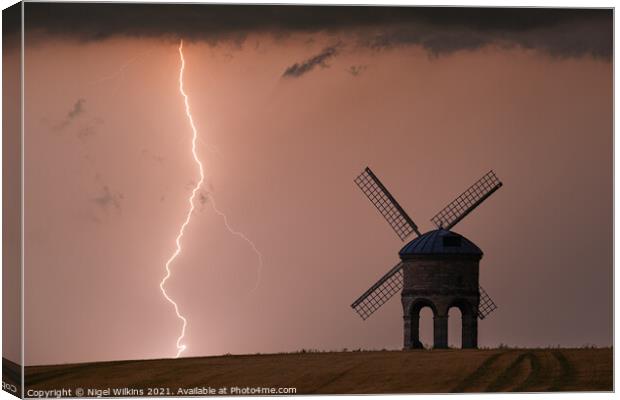 Lightning at Chesterton Windmill Canvas Print by Nigel Wilkins