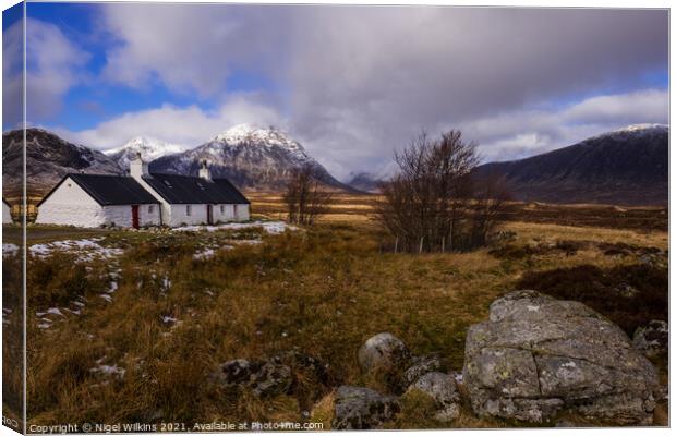 Blackrock Cottage, Glencoe Canvas Print by Nigel Wilkins