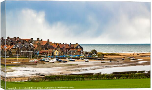 Serene Boats Amidst Alnmouth Stormy Sky Canvas Print by Michael Birch