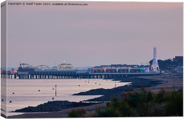 Clacton pier early evening Canvas Print by Geoff Taylor