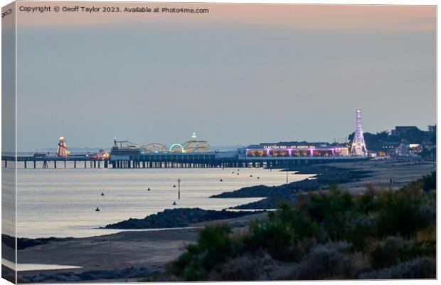 Clacton pier of an evening Canvas Print by Geoff Taylor