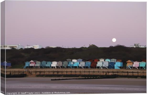 Moonset over Frinton on Sea Canvas Print by Geoff Taylor