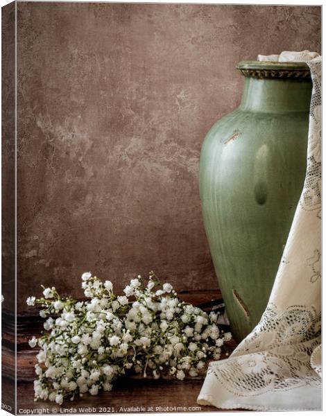 Gypsophila and vase Canvas Print by Linda Webb