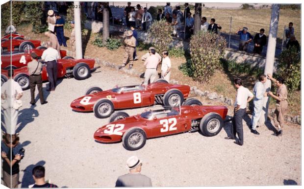 Ferrari Formula One racing cars Monza 1961 Canvas Print by Ian Murray