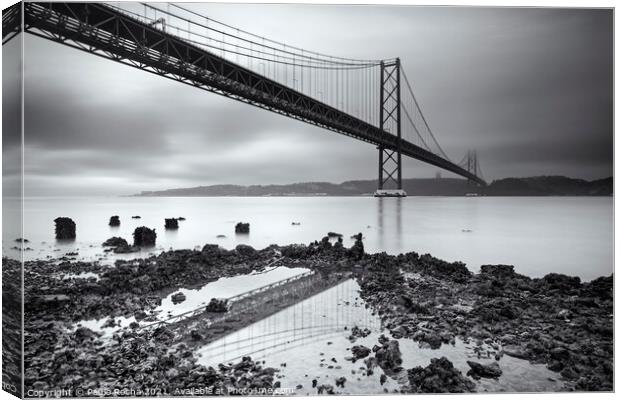The 25th of April (25 de Abril) suspension bridge over Tagus river in Lisbon Canvas Print by Paulo Rocha