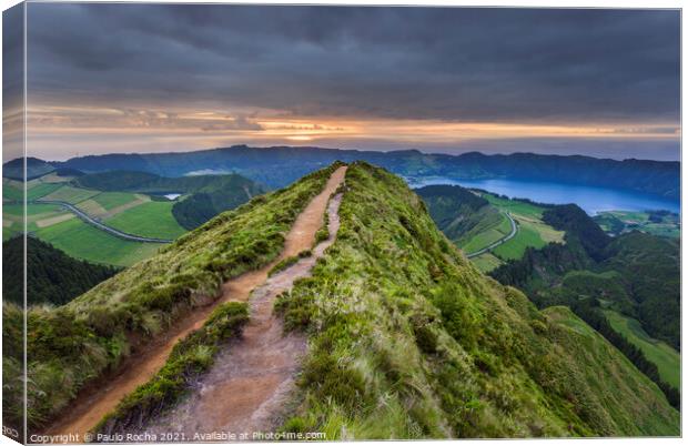 Viewpoint in Sao Miguel at sunset - Azores Canvas Print by Paulo Rocha
