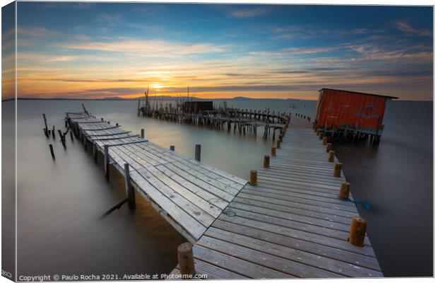 Sunset at Carrasqueira Pier Canvas Print by Paulo Rocha