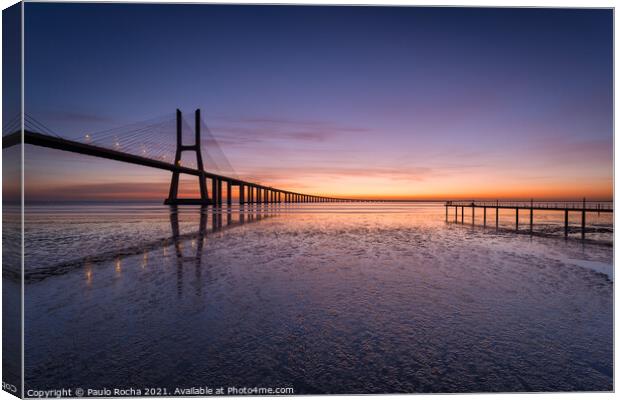 Vasco da Gama bridge, Lisbon, before sunrise Canvas Print by Paulo Rocha