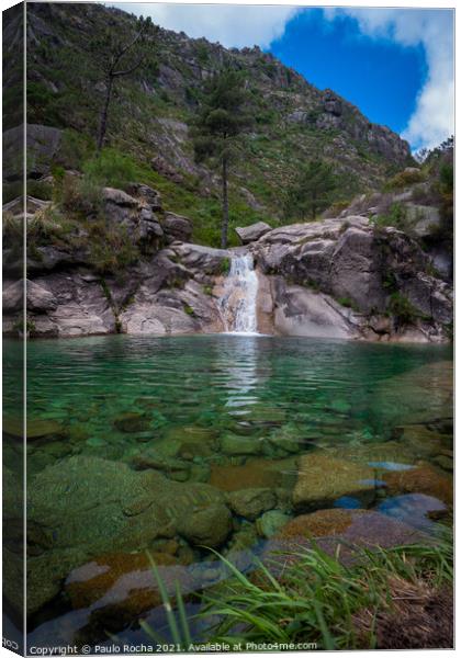 Poco azul (blue pit) waterfall in Peneda-Geres National Park, Portugal Canvas Print by Paulo Rocha