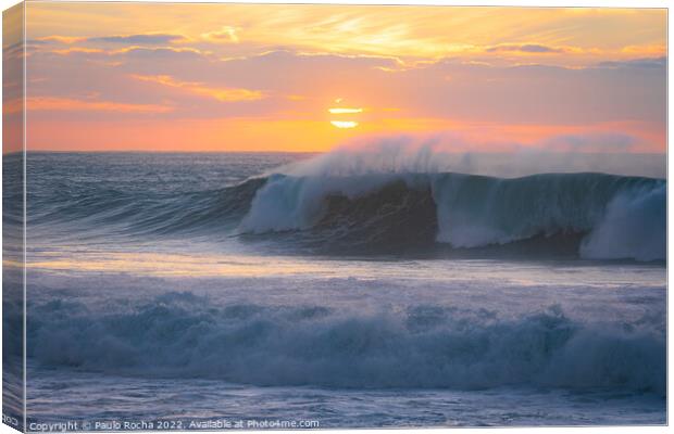 Ocean waves close up at sunset Canvas Print by Paulo Rocha