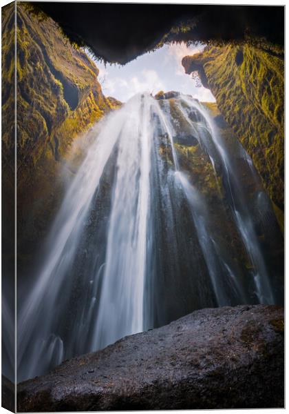 Gljufrabui waterfall inside a cave in Iceland Canvas Print by Paulo Rocha