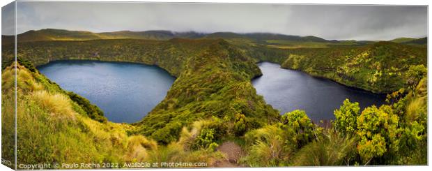 Lagoa Negra and Lagoa Comprida in Flores island, A Canvas Print by Paulo Rocha