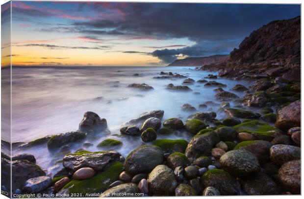 Sunset in Abano beach, Cascais Canvas Print by Paulo Rocha