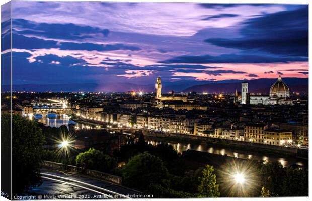 Florence skyline at sunset Canvas Print by Maria Vonotna