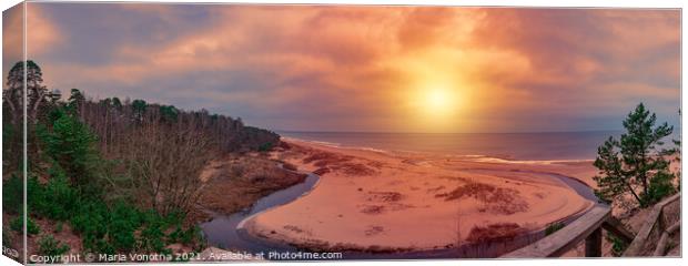 Sunset over beach with sand dunes Canvas Print by Maria Vonotna