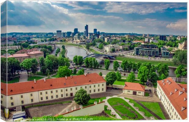 Aerial view of Vilnius, Lithuania Canvas Print by Maria Vonotna