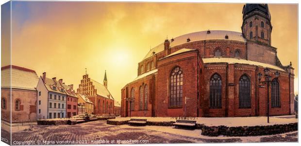 Panoramic view of historic center in Riga, Latvia Canvas Print by Maria Vonotna