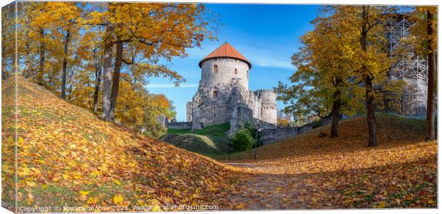 Medieval castle in autumn Canvas Print by Maria Vonotna