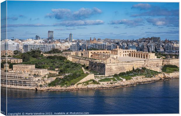 View of Fort Manoel and Sliema from Valletta, Malta Canvas Print by Maria Vonotna