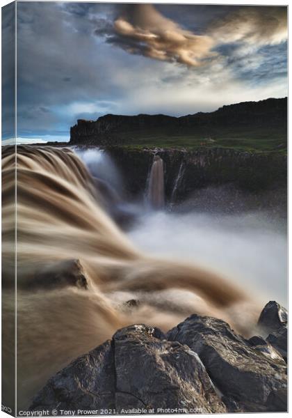 Dettifoss Vertical Canvas Print by Tony Prower