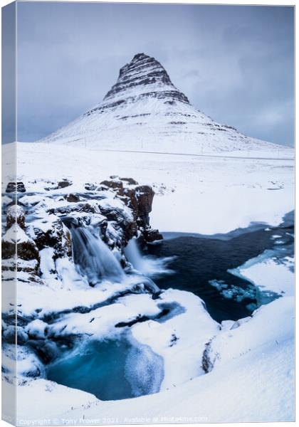 Kirkjufell snow Canvas Print by Tony Prower