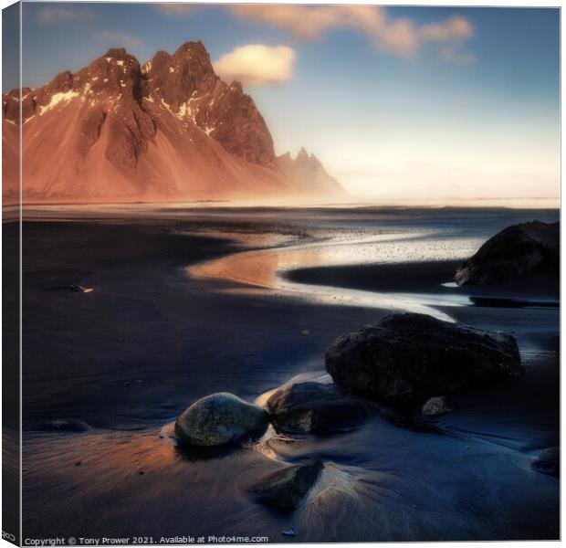 Vestrahorn Square Canvas Print by Tony Prower