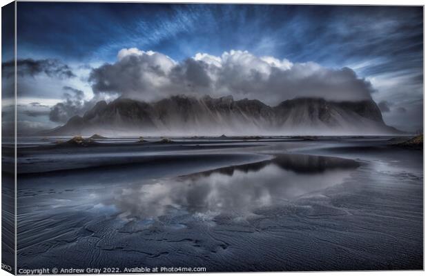 Vestrahorn Reflection Iceland Canvas Print by Andy Gray
