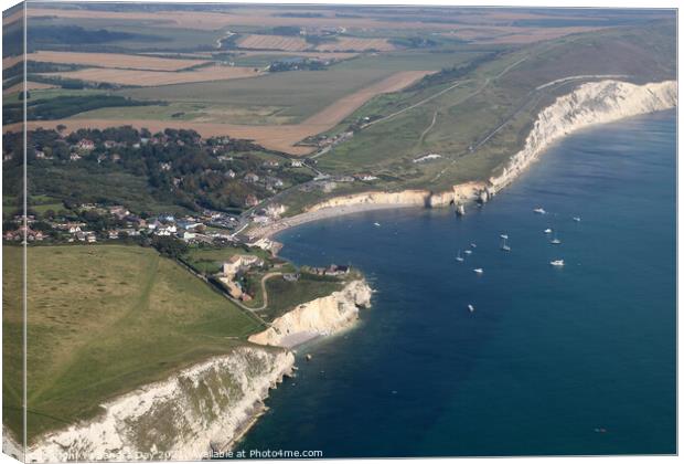 Freshwater Bay IOW from the Air  Canvas Print by Sandra Day