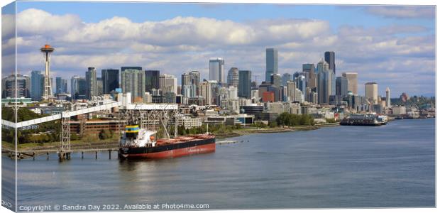 Seattle from the sea Canvas Print by Sandra Day
