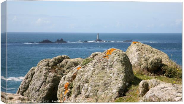 Longships Lighthouse. Cornwall. Canvas Print by Sandra Day