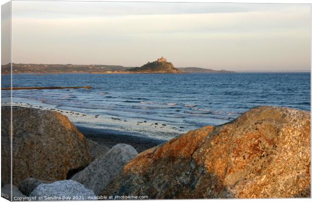 St Micheals Mount. Cornwall sunset. Canvas Print by Sandra Day